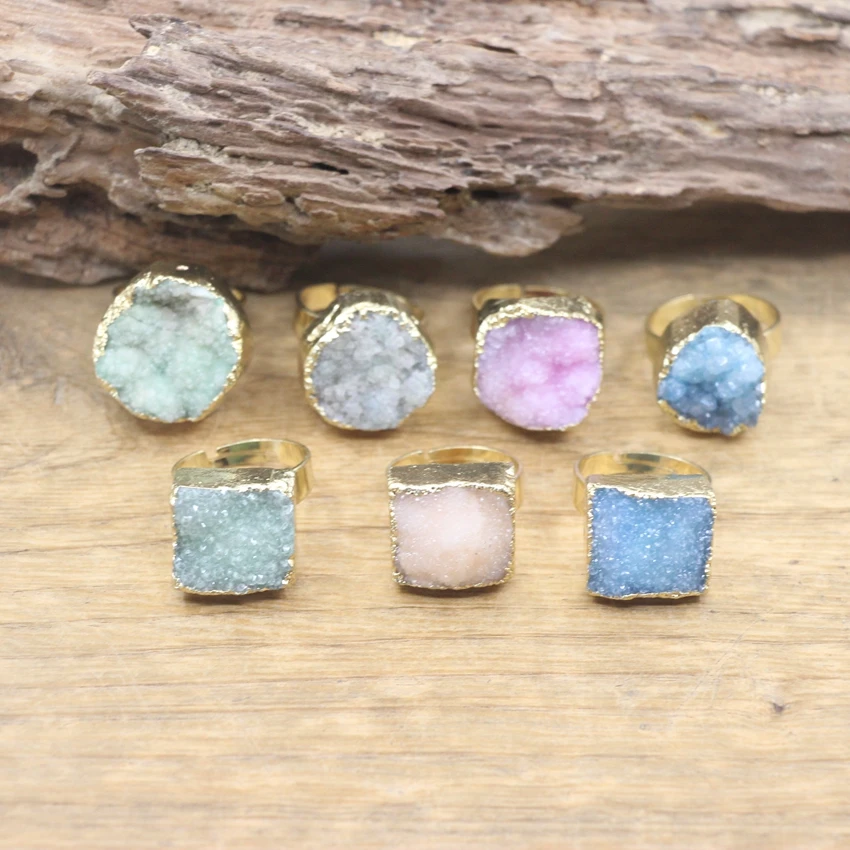 Square/Round Geode Druzy Summer Ring Colourful Crystal Quartz Drusy Stone Adjustable Party Ring Fashion Women Jewelry,QC4117
Square/Round Geode Druzy Summer Ring Colourful Crystal Quartz Drusy Stone Adjustable Party Ring Fashion Women Jewelry,QC4117