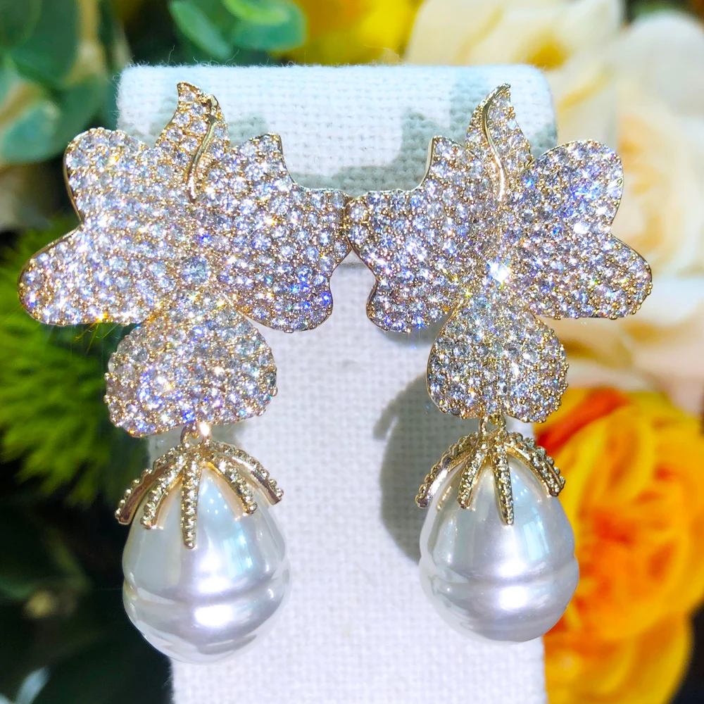 Missvikki Original Trendy Big Flower Pearl Pendant Earrings for Women Girl Fine Bridal Wedding Party Shiny Jewelry High Quality
Missvikki Original Trendy Big Flower Pearl Pendant Earrings for Women Girl Fine Bridal Wedding Party Shiny Jewelry High Quality