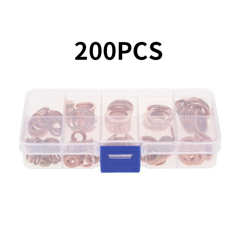 200Pcs Copper Washer Gasket Nut Bolts Sealing Ring Solid Gasket Assortment Kits Tools Sump Plug Oil Gaskets M5/M6/M8/M10/M12/M14
200Pcs Copper Washer Gasket Nut Bolts Sealing Ring Solid Gasket Assortment Kits Tools Sump Plug Oil Gaskets M5/M6/M8/M10/M12/M14