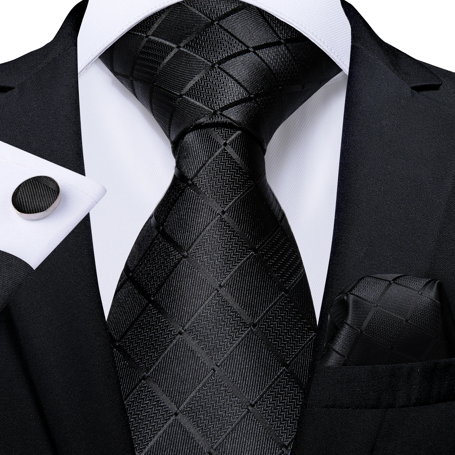Black Plaid Ties For Men 8cm Width Silk Mens Business Wedding Neck Tie Set Pocket Square Cufflinks Gravatas Homens Cravatta
Black Plaid Ties For Men 8cm Width Silk Mens Business Wedding Neck Tie Set Pocket Square Cufflinks Gravatas Homens Cravatta