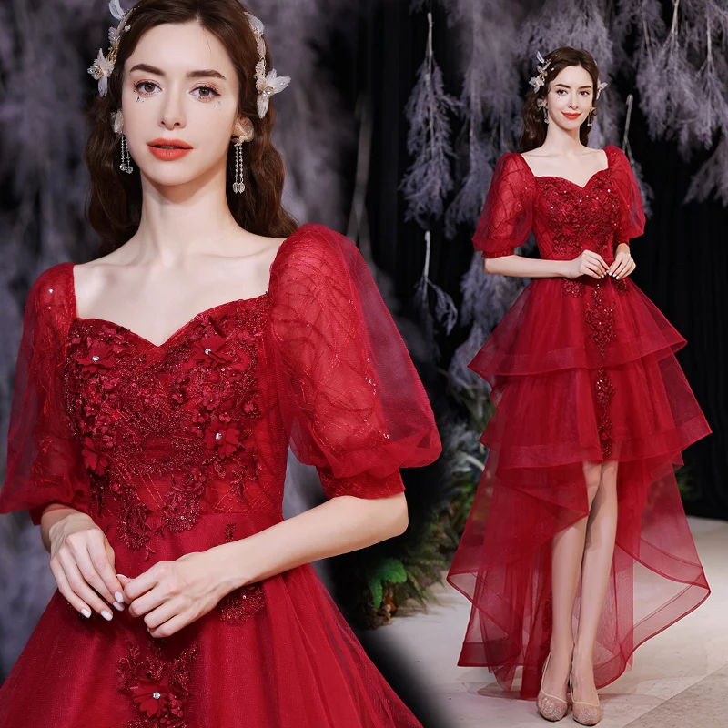 Newred short from long back half sleeve sweat lady girl prom dress evening dress free shipping
Newred short from long back half sleeve sweat lady girl prom dress evening dress free shipping