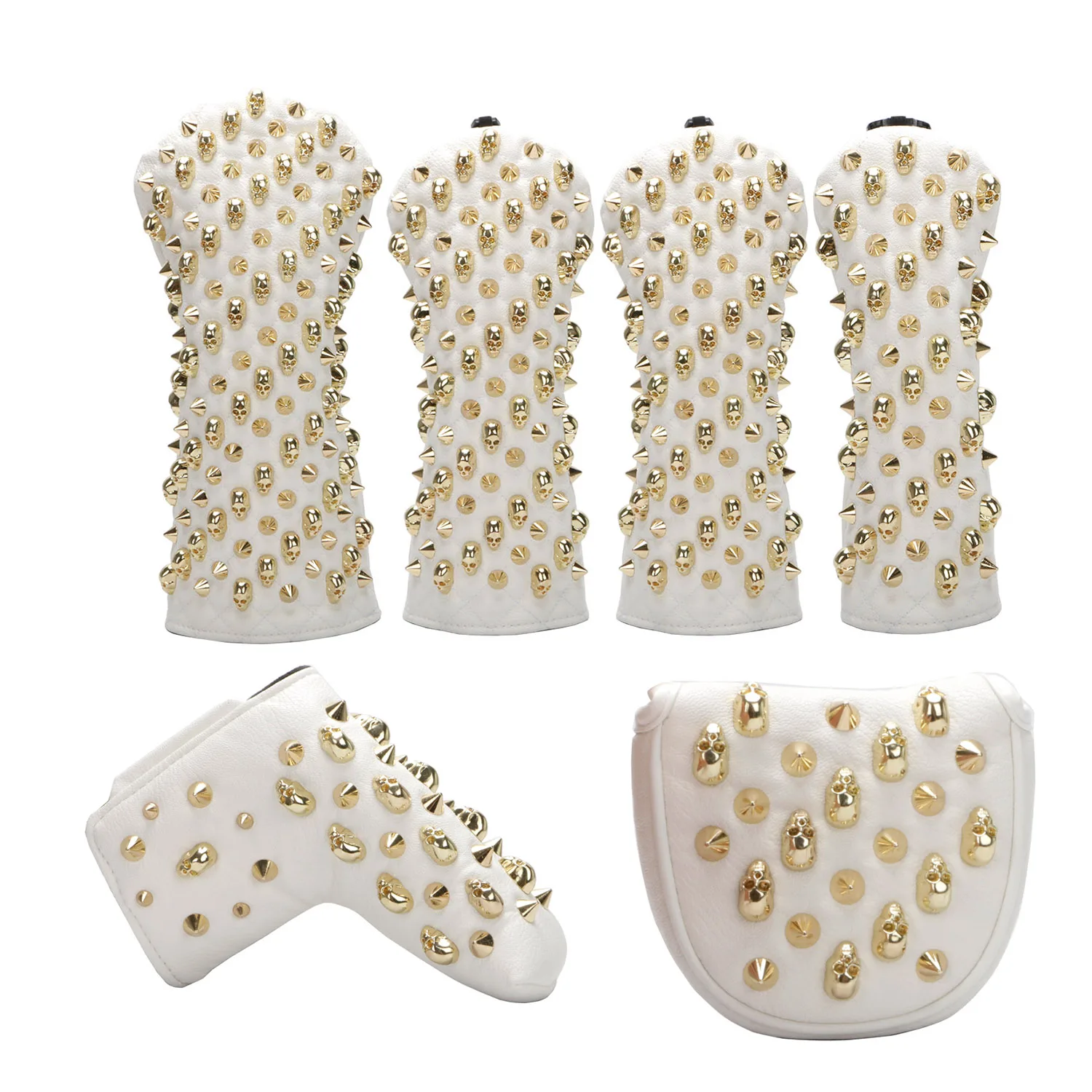 Golf Headcovers Skull Rivets PU Leather For Driver Fairway Hybrids Clubs Golf putter cover
Golf Headcovers Skull Rivets PU Leather For Driver Fairway Hybrids Clubs Golf putter cover
