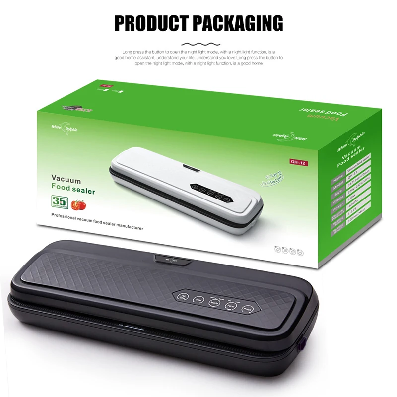 White Dolphin Best Food Vacuum Sealer Machine 220V 110V With 10PCS Food Packaging Bags Household Electric Vacuum Food Sealer
White Dolphin Best Food Vacuum Sealer Machine 220V 110V With 10PCS Food Packaging Bags Household Electric Vacuum Food Sealer