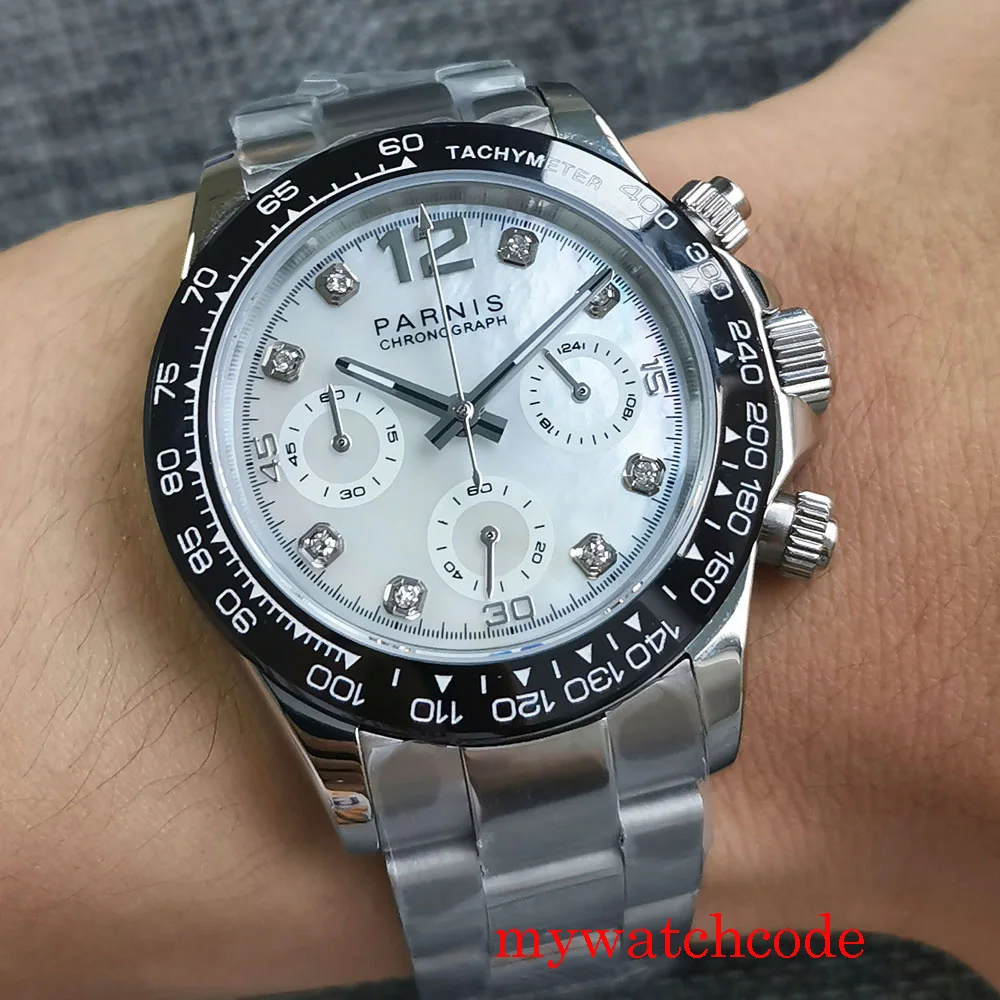 High Quality PARNIS 39mm Full Chronograph Quartz Luxury Mens Watch Sapphire Glass 24Hour Silver Dial Steel Bracelet
High Quality PARNIS 39mm Full Chronograph Quartz Luxury Mens Watch Sapphire Glass 24Hour Silver Dial Steel Bracelet