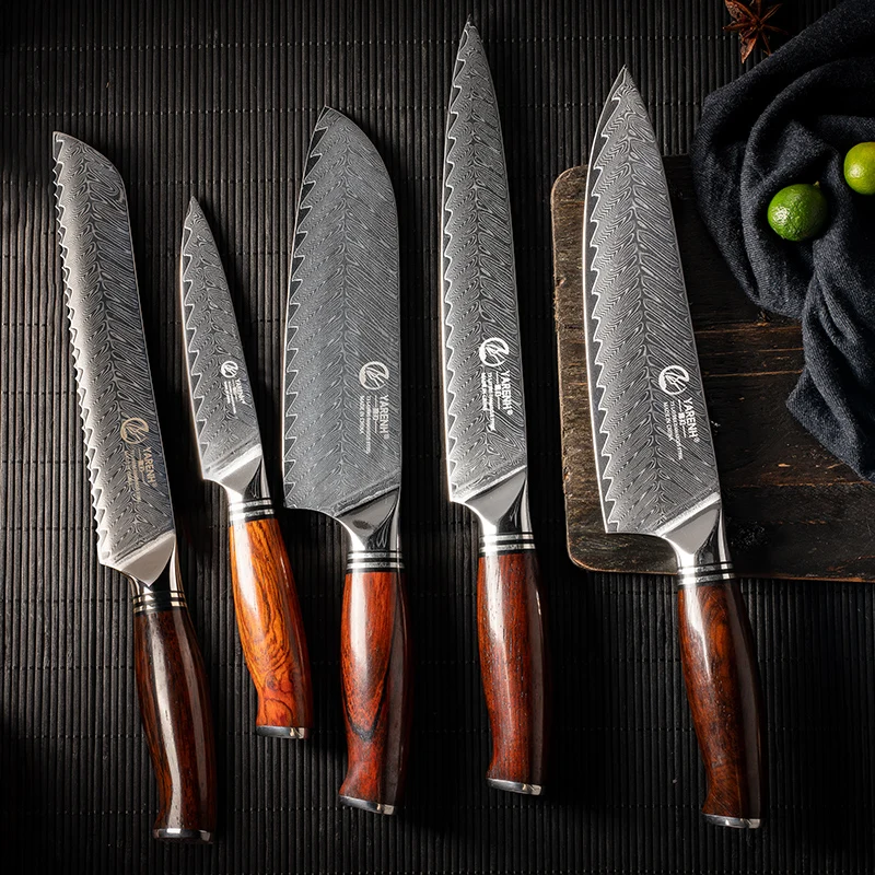 YARENH 5 PCS Kitchen Knives Chef Slicing Bread Utility Santoku Knife High Quality Japanese Damascus Steel Pro Cooking Tools Sets
YARENH 5 PCS Kitchen Knives Chef Slicing Bread Utility Santoku Knife High Quality Japanese Damascus Steel Pro Cooking Tools Sets