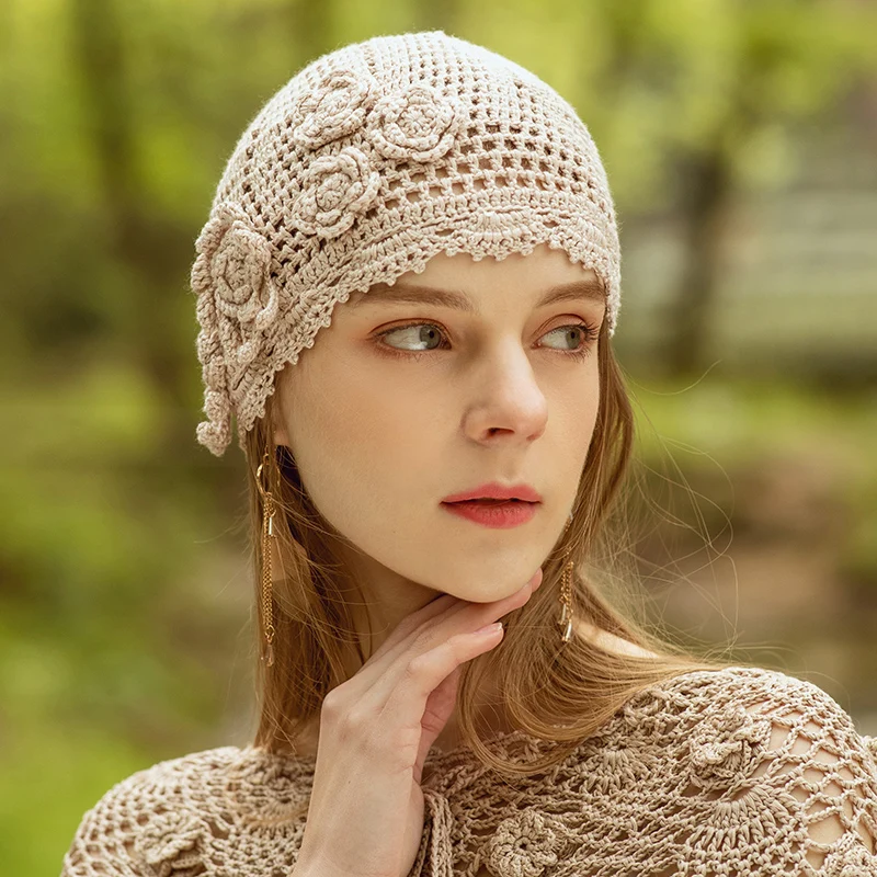 B-7952 Adult Hand-Woven Knitting Hat Lady Flowers Drawstring Hat Fashion Korean-Style Retro Flower Kntted Hat Adjustable
B-7952 Adult Hand-Woven Knitting Hat Lady Flowers Drawstring Hat Fashion Korean-Style Retro Flower Kntted Hat Adjustable