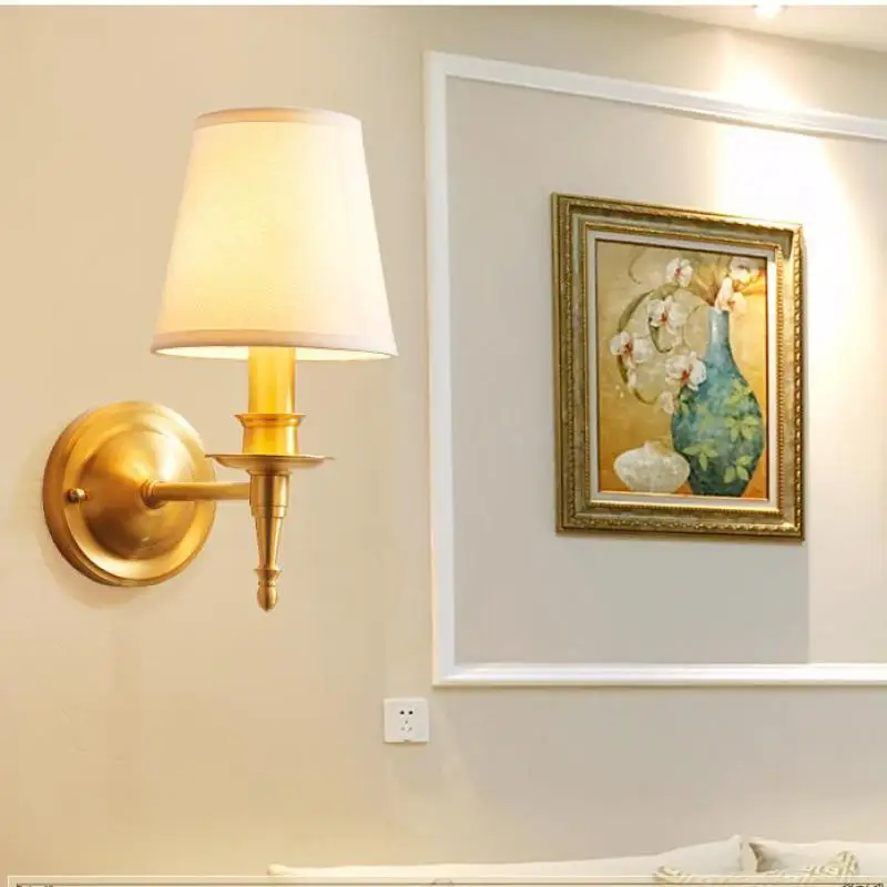 Patio Home Cloth Lampshade Copper Wall Light Fixtures Reading Lighting American antique Wall Lamp Bedroom Mirror E14 led Light
Patio Home Cloth Lampshade Copper Wall Light Fixtures Reading Lighting American antique Wall Lamp Bedroom Mirror E14 led Light