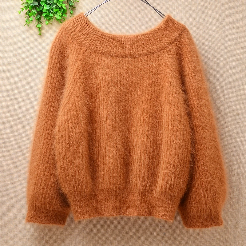 female women autumn winter clothing angora fur knitted slash neck oof shoulder sleeves short cropped pullover jumper sweater top
female women autumn winter clothing angora fur knitted slash neck oof shoulder sleeves short cropped pullover jumper sweater top