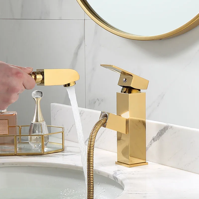 Bathroom Basin Faucets Pull Type Solid Brass Hot & Cold Single Handle Sink Mixer Taps Lavatory Crane Tap Gold/Chrome/Black
Bathroom Basin Faucets Pull Type Solid Brass Hot & Cold Single Handle Sink Mixer Taps Lavatory Crane Tap Gold/Chrome/Black