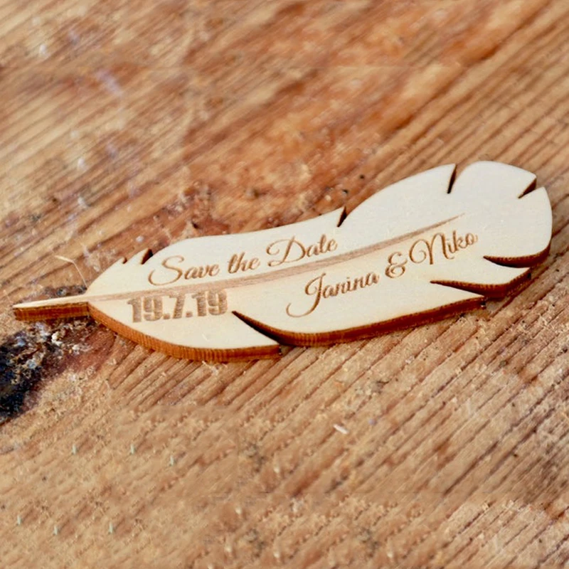 Wedding save the date magnets, eco wood magnet , feather shape Engraving Fridge Magnet
Wedding save the date magnets, eco wood magnet , feather shape Engraving Fridge Magnet