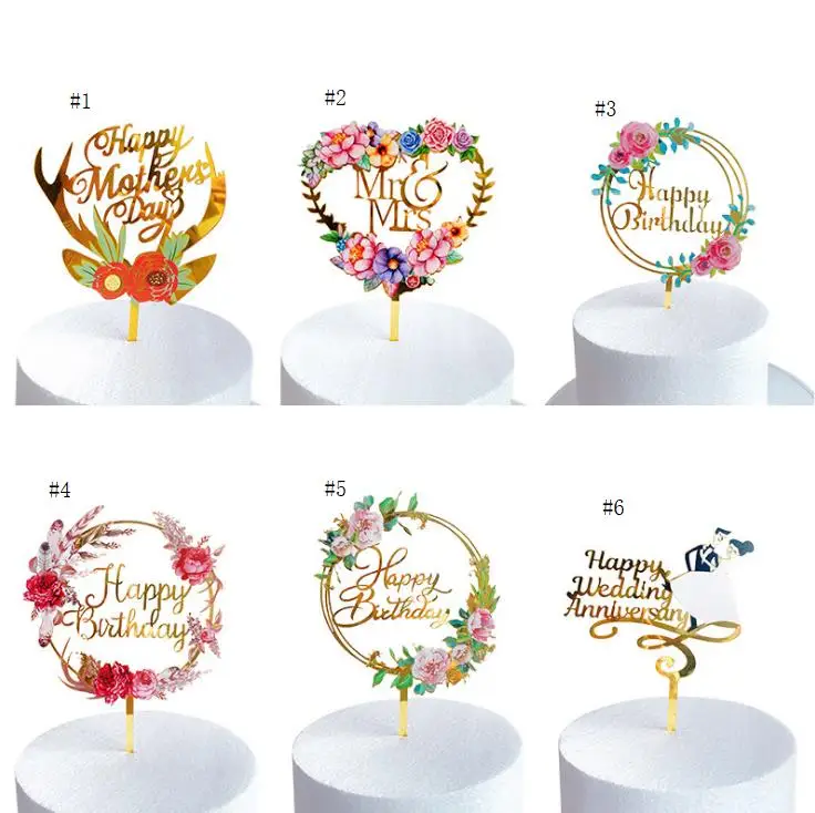 Home Colored flowers Happy Birthday Cake Topper Golden Acrylic Party Dessert decoration for Baby shower Baking supplies SN3770
Home Colored flowers Happy Birthday Cake Topper Golden Acrylic Party Dessert decoration for Baby shower Baking supplies SN3770