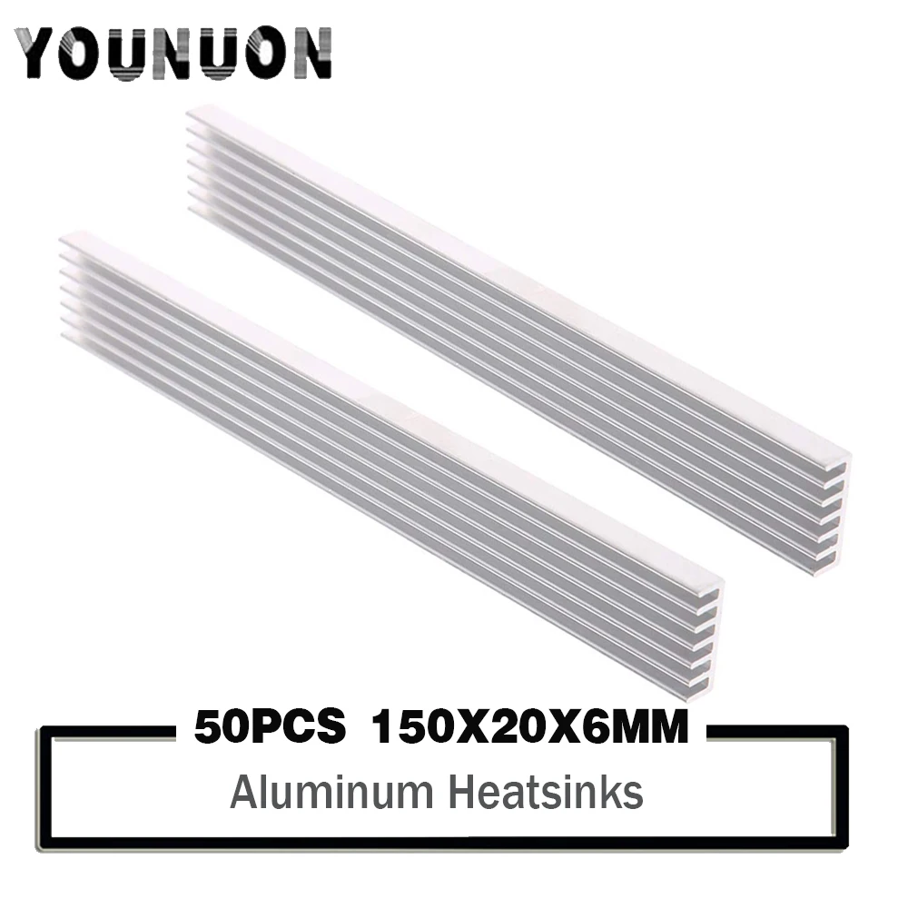 50PCS 150x20x6mm Aluminum Heat Sink Chip Cooling LED Power IC PC Heatsink Cooler
50PCS 150x20x6mm Aluminum Heat Sink Chip Cooling LED Power IC PC Heatsink Cooler