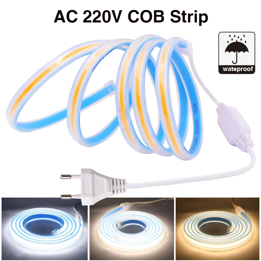 COB LED Strip AC 220V 240V EU Plug High Density RA90 3000K 4000K 6000K White Flexible Ribbon FOB COB LED Light
COB LED Strip AC 220V 240V EU Plug High Density RA90 3000K 4000K 6000K White Flexible Ribbon FOB COB LED Light