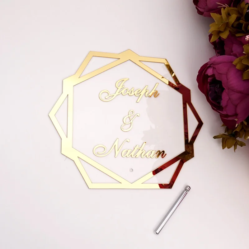 Custom Acrylic Mirror Tabletop Wedding Couple Name Babyshower Word Sign Hexagon Shape Party Decor With Nail Standing Frame
Custom Acrylic Mirror Tabletop Wedding Couple Name Babyshower Word Sign Hexagon Shape Party Decor With Nail Standing Frame