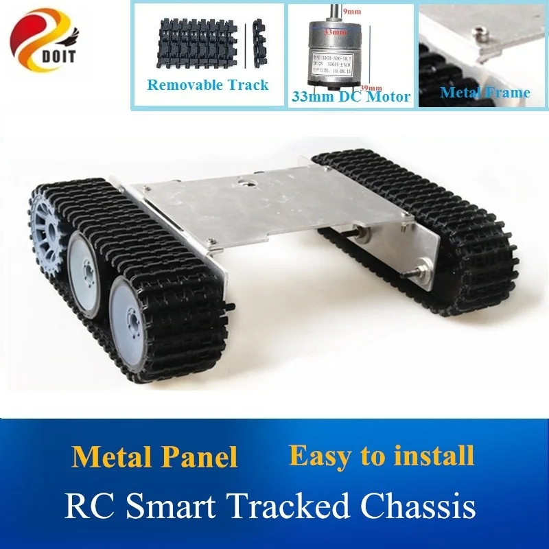 Metal Panel RC Tank Chassis Aluminum Alloy Plate+33mm Motor+ Adjustable Track Tracked Smart Car Model Set Easy To Install Toy
Metal Panel RC Tank Chassis Aluminum Alloy Plate+33mm Motor+ Adjustable Track Tracked Smart Car Model Set Easy To Install Toy