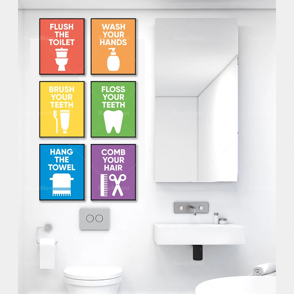 Children's bathroom wall art prints, washing and flossing, bathroom rules, bathroom decoration signs, printable color posters
Children's bathroom wall art prints, washing and flossing, bathroom rules, bathroom decoration signs, printable color posters
