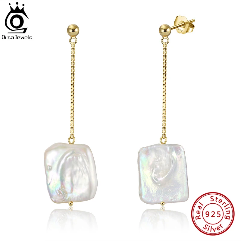 ORSA JEWELS Trendy Baroque Freshwater Pearl Dangle Earrings for Women 925 Silver 20mm Big Flat Pearl Drop Earrings Jewelry GPE05
ORSA JEWELS Trendy Baroque Freshwater Pearl Dangle Earrings for Women 925 Silver 20mm Big Flat Pearl Drop Earrings Jewelry GPE05