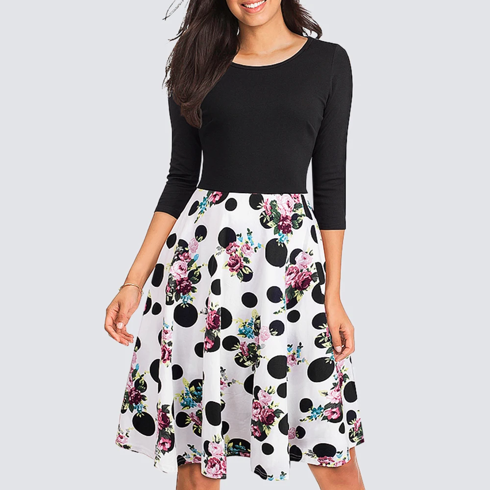 Women Retro Floral Dot Print Party Casual O Neck Slim Swing Flare A Line Dress 1HA057
Women Retro Floral Dot Print Party Casual O Neck Slim Swing Flare A Line Dress 1HA057