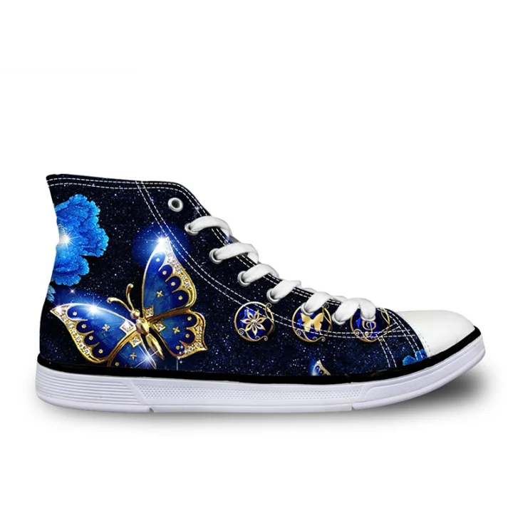 3D Blue Butterfly Printing High Top Canvas Vulcanize Shoes for Women Casual Ladies Lace Up Flats Sneakers Girls Zapatos
3D Blue Butterfly Printing High Top Canvas Vulcanize Shoes for Women Casual Ladies Lace Up Flats Sneakers Girls Zapatos