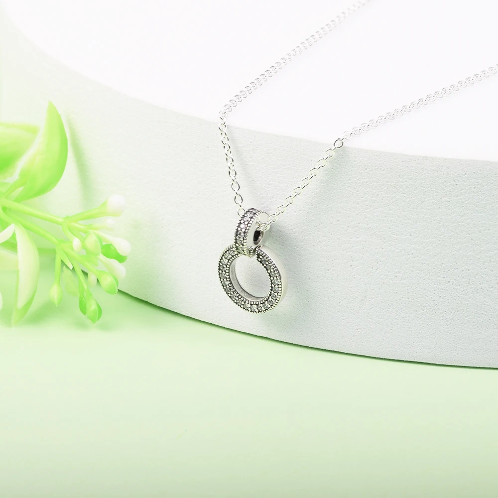 Double Circle Pendant & Necklace 925 Sterling Silver Clear CZ Necklaces for Women Original Jewelry Gift Colares 2021 New 45cm
Double Circle Pendant & Necklace 925 Sterling Silver Clear CZ Necklaces for Women Original Jewelry Gift Colares 2021 New 45cm