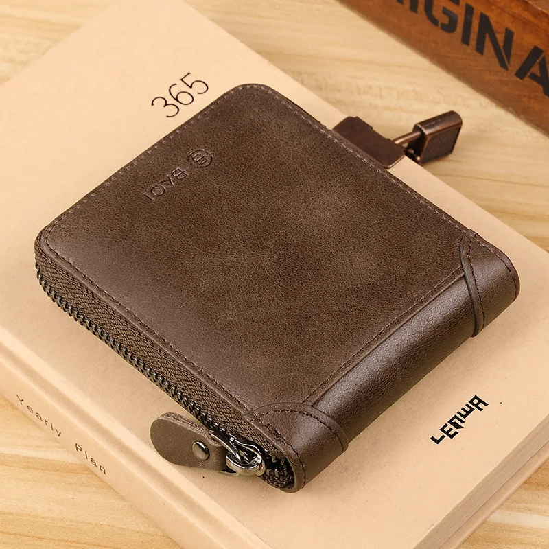 Retro business men's wallet short leather zipper multi function driver's license card bag leather men's wallet
Retro business men's wallet short leather zipper multi function driver's license card bag leather men's wallet