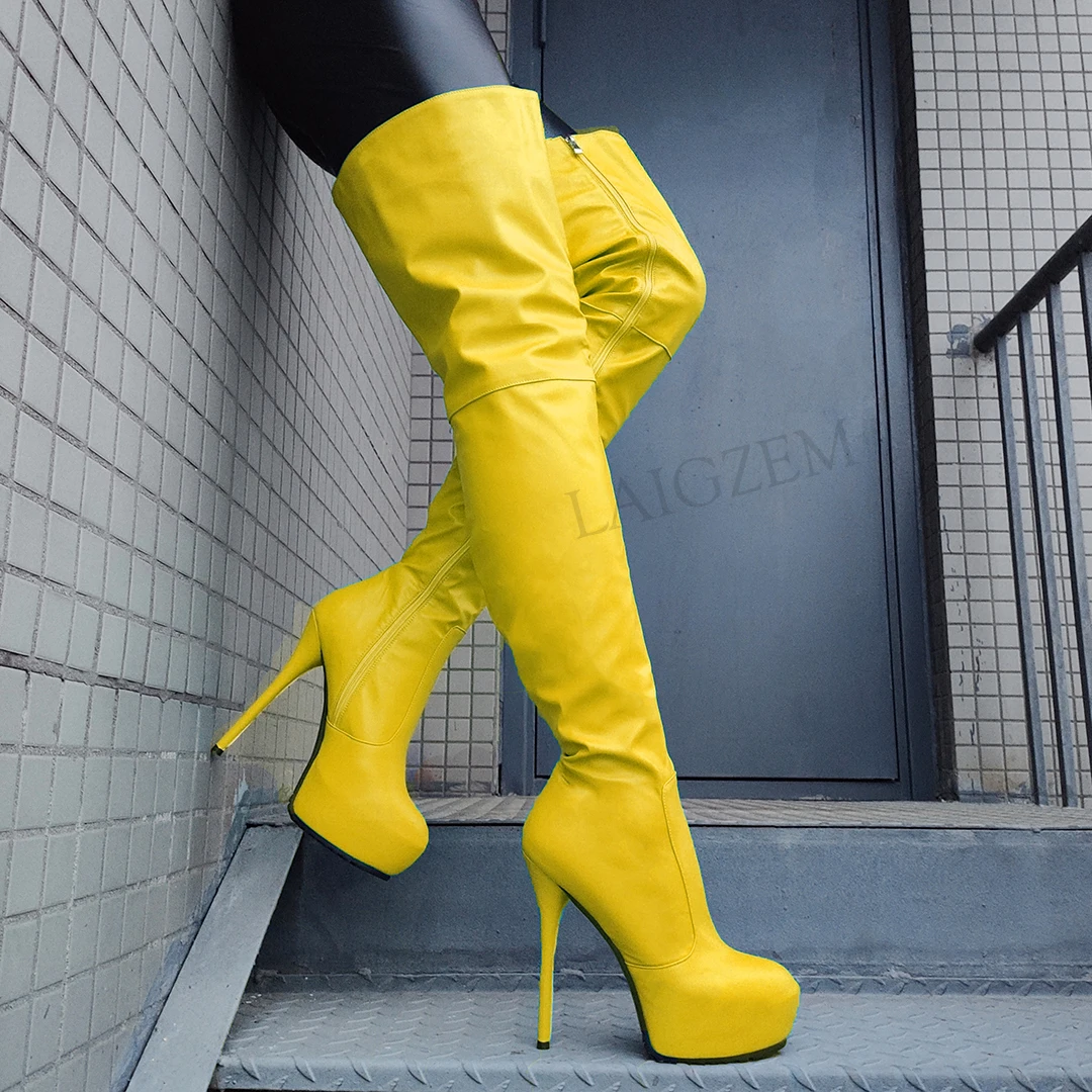 LAIGZEM SUPER Women Crotch High Platfrom Boots Zip Up Boots Stiletto High Heels Shoes Woman Female Handmade Big Size 44 48 52
LAIGZEM SUPER Women Crotch High Platfrom Boots Zip Up Boots Stiletto High Heels Shoes Woman Female Handmade Big Size 44 48 52