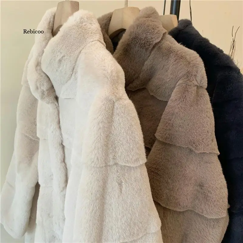 High Quality Fashion Winter Coat Long Women Thick Warm Turn-down Collar Faux Fur Jacket Oversized Rabbit Overcoat 
High Quality Fashion Winter Coat Long Women Thick Warm Turn-down Collar Faux Fur Jacket Oversized Rabbit Overcoat