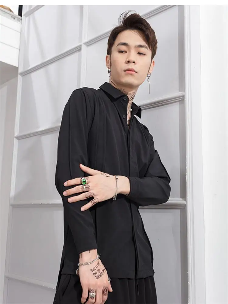 Men's New High Street Style Black Long Sleeve Shirts Spring/Summer Men's Pleated, Slim and Hidden Front Large Shirts
Men's New High Street Style Black Long Sleeve Shirts Spring/Summer Men's Pleated, Slim and Hidden Front Large Shirts