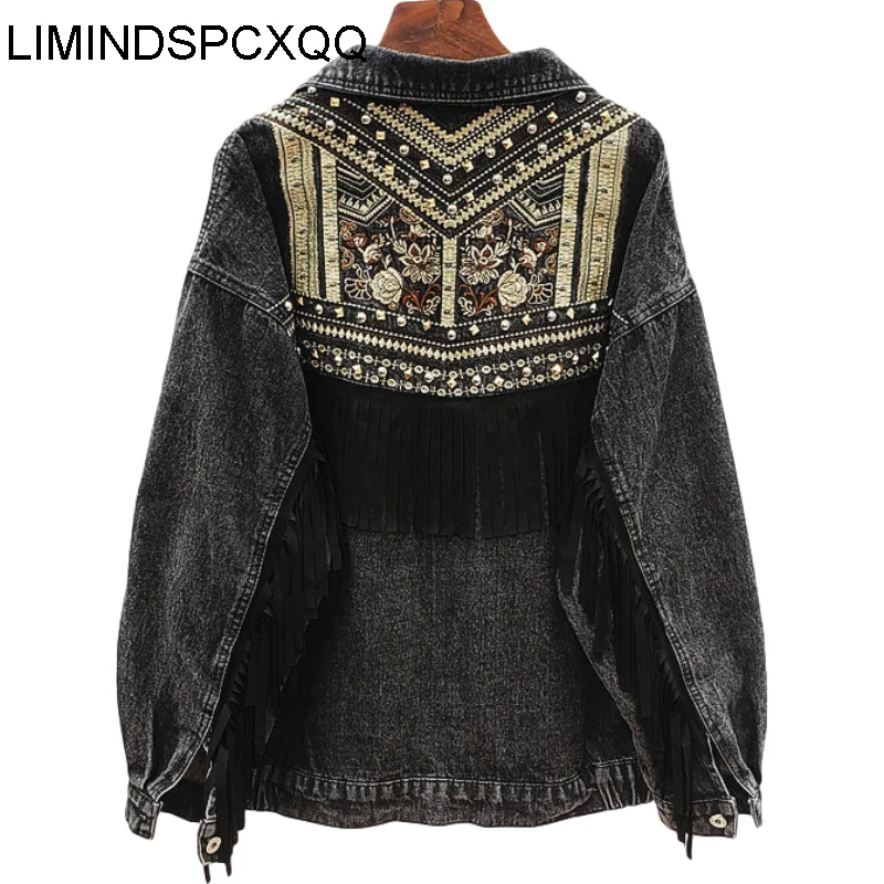 Embroidery Tassel Rivet Bat Sleeve 2023 Female Denim Jacket Women Spring Streetwear Clothing Fashion Jean Coats Female Loose
Embroidery Tassel Rivet Bat Sleeve 2023 Female Denim Jacket Women Spring Streetwear Clothing Fashion Jean Coats Female Loose