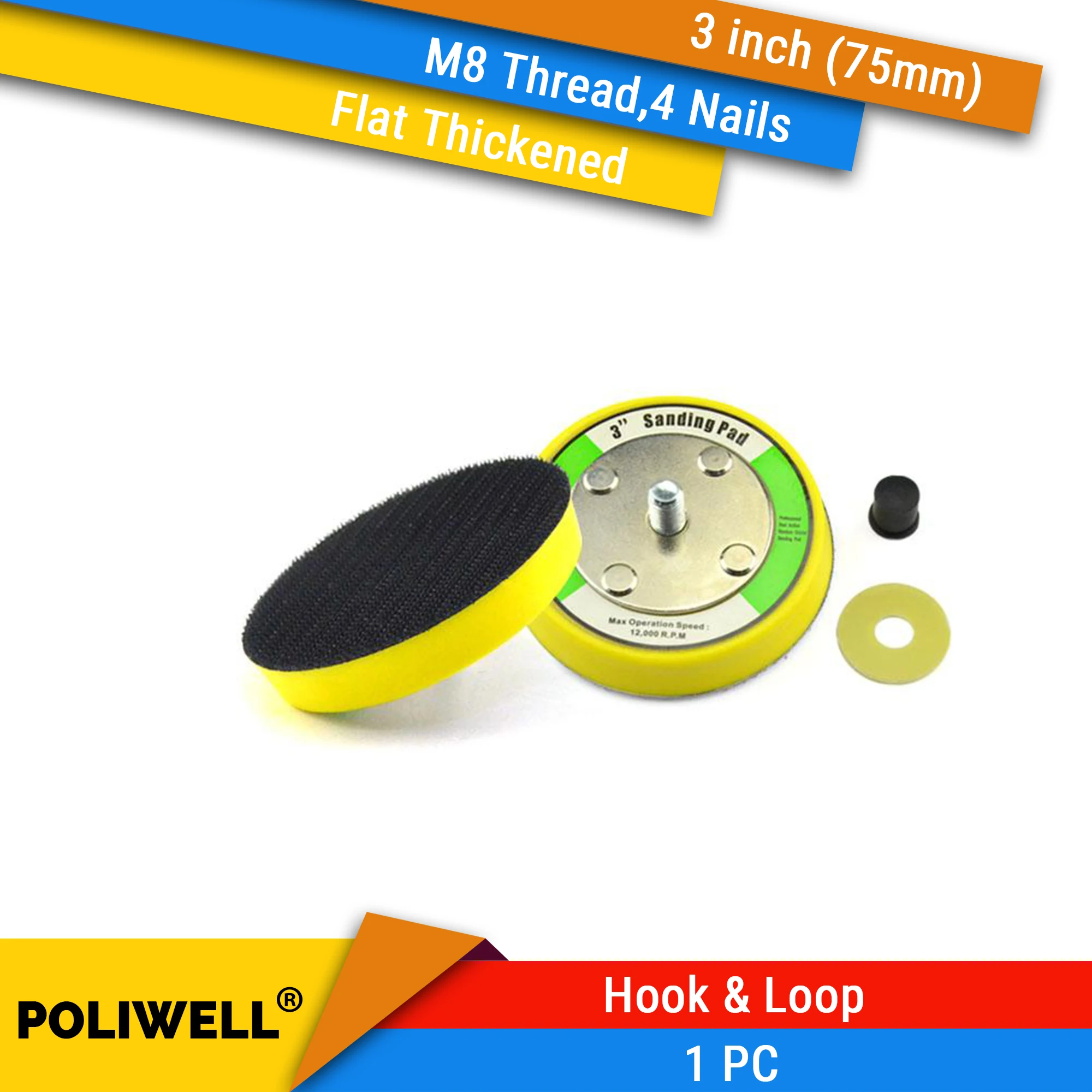 3inch 75mm M8 Thread 4 Nails Hook & Loop Flat Thickened Back-up Sanding Pads
3inch 75mm M8 Thread 4 Nails Hook & Loop Flat Thickened Back-up Sanding Pads