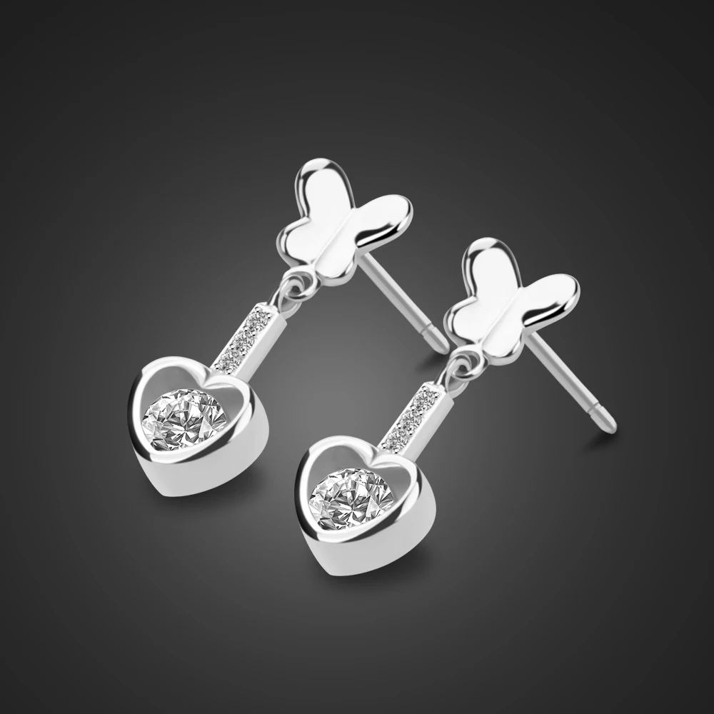Fine solid silver heart Stud earrings Fashion women 100%925 sterling silver butterfly earrings charm rose gold jewelry Gift
Fine solid silver heart Stud earrings Fashion women 100%925 sterling silver butterfly earrings charm rose gold jewelry Gift