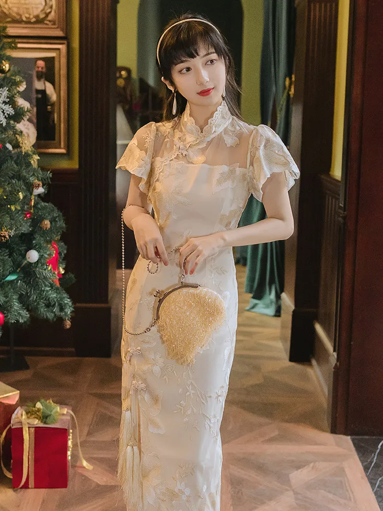 Sweet Vintage Lace Women Cheongsam 2021 Summer New Improved Modern Chic Girl Elegant Style Qipao Dresses Female
Sweet Vintage Lace Women Cheongsam 2021 Summer New Improved Modern Chic Girl Elegant Style Qipao Dresses Female