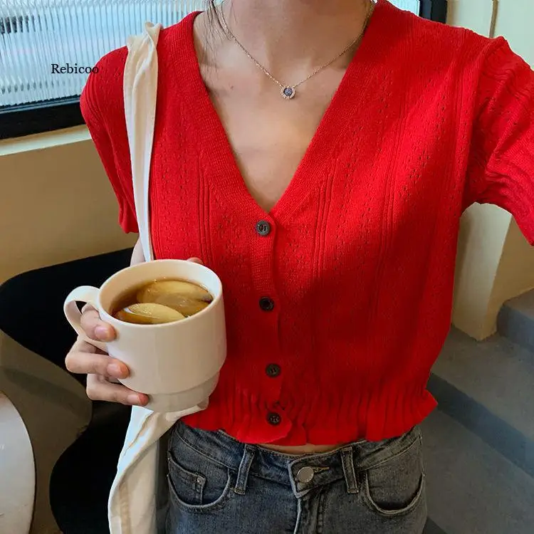 new fashion girl summer knitted jacket slim short cardigan women summer tops short sleeve v-neck blouse
new fashion girl summer knitted jacket slim short cardigan women summer tops short sleeve v-neck blouse