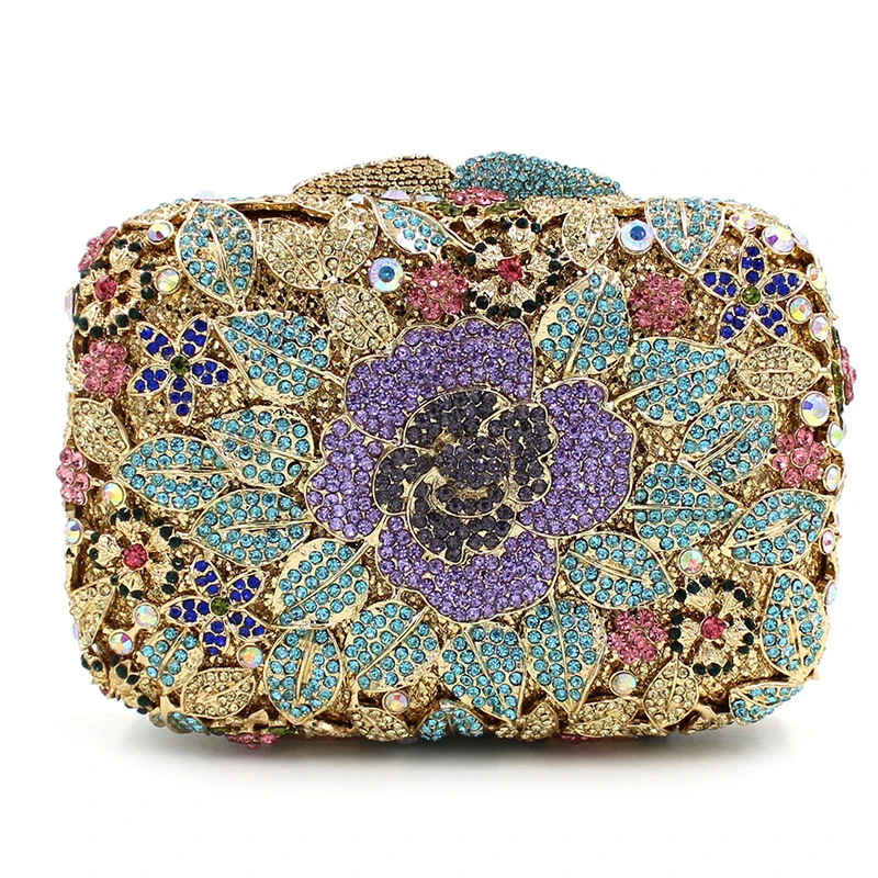 Purple/Blue/Gold Multi-Colored 6 Styles Flower Crystal Clutch Purse Design Women Diamond Rhinestone Wedding Party Shoulder Bags
Purple/Blue/Gold Multi-Colored 6 Styles Flower Crystal Clutch Purse Design Women Diamond Rhinestone Wedding Party Shoulder Bags