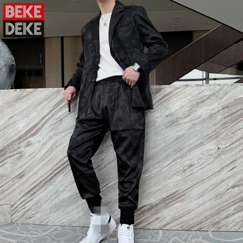 Embroidered Vintage Blazer Jacket Elastic Waist Casual Pants Mens Two Piece Set Hip Hop Streetwear Men Suits Matching Set Outfit
Embroidered Vintage Blazer Jacket Elastic Waist Casual Pants Mens Two Piece Set Hip Hop Streetwear Men Suits Matching Set Outfit