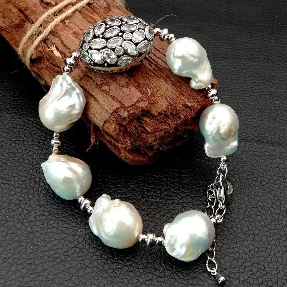 8'' 14x18MM Freshwater White Keshi Pearl Cubic Zirconia mirco pave Connector statement Bracelet Women Party Jewelry Accessories
8'' 14x18MM Freshwater White Keshi Pearl Cubic Zirconia mirco pave Connector statement Bracelet Women Party Jewelry Accessories