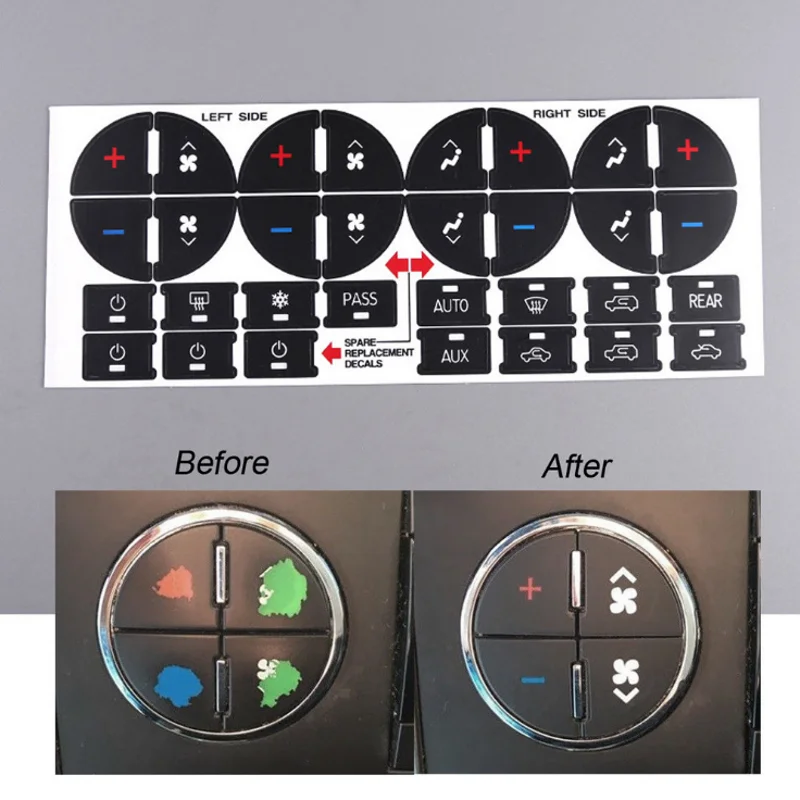 Универсальный Набор для ремонта кнопки приборной панели автомобиля переменного тока, наклейки, наклейки, контроль климата, ремонт, замена деталей интерьера
Универсальный Набор для ремонта кнопки приборной панели автомобиля переменного тока, наклейки, наклейки, контроль климата, ремонт, замена деталей интерьера