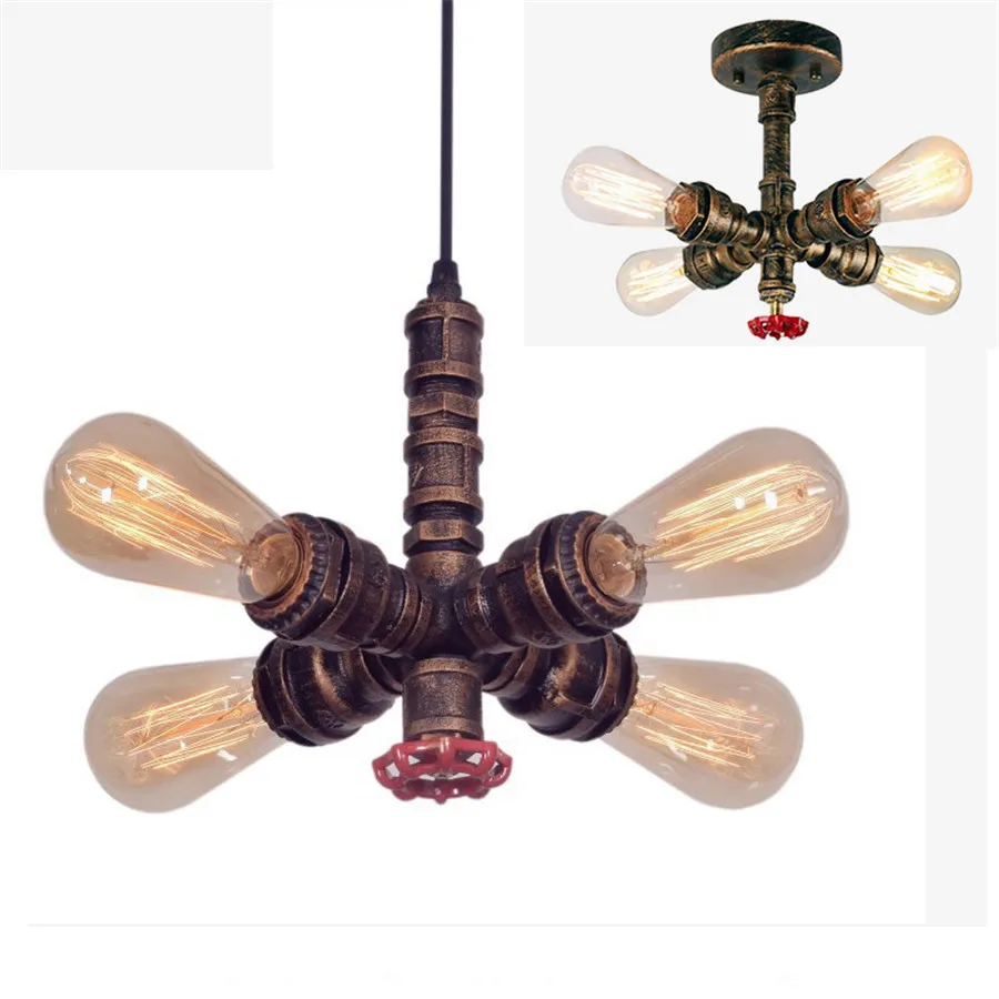 Industrial Vintage Water Pipes Pendant Light Chandelier Rustic Ceiling Lamp Lighting Fixture with 4 Bulb Sockets for home shop
Industrial Vintage Water Pipes Pendant Light Chandelier Rustic Ceiling Lamp Lighting Fixture with 4 Bulb Sockets for home shop