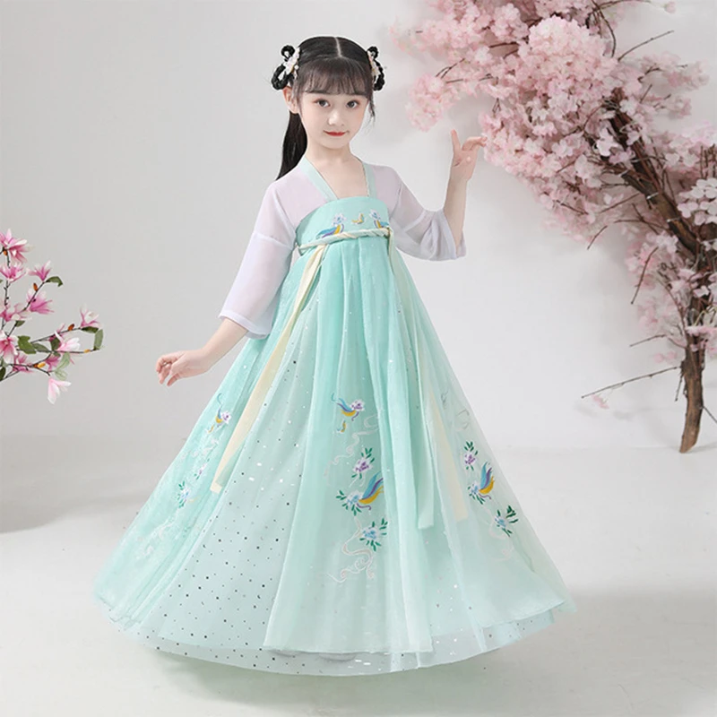 Girls green Hanfu spring and autumn costumes elegant children's costumes Chinese style kids hanfu summer dresses daily clothing
Girls green Hanfu spring and autumn costumes elegant children's costumes Chinese style kids hanfu summer dresses daily clothing