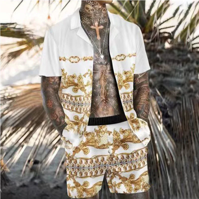 Fashion Hawaiian Printed Men's Suit 2021 Summer Button Short Sleeve Shirt Beach Shorts Casual Streetwear 2 Piece Suit
Fashion Hawaiian Printed Men's Suit 2021 Summer Button Short Sleeve Shirt Beach Shorts Casual Streetwear 2 Piece Suit