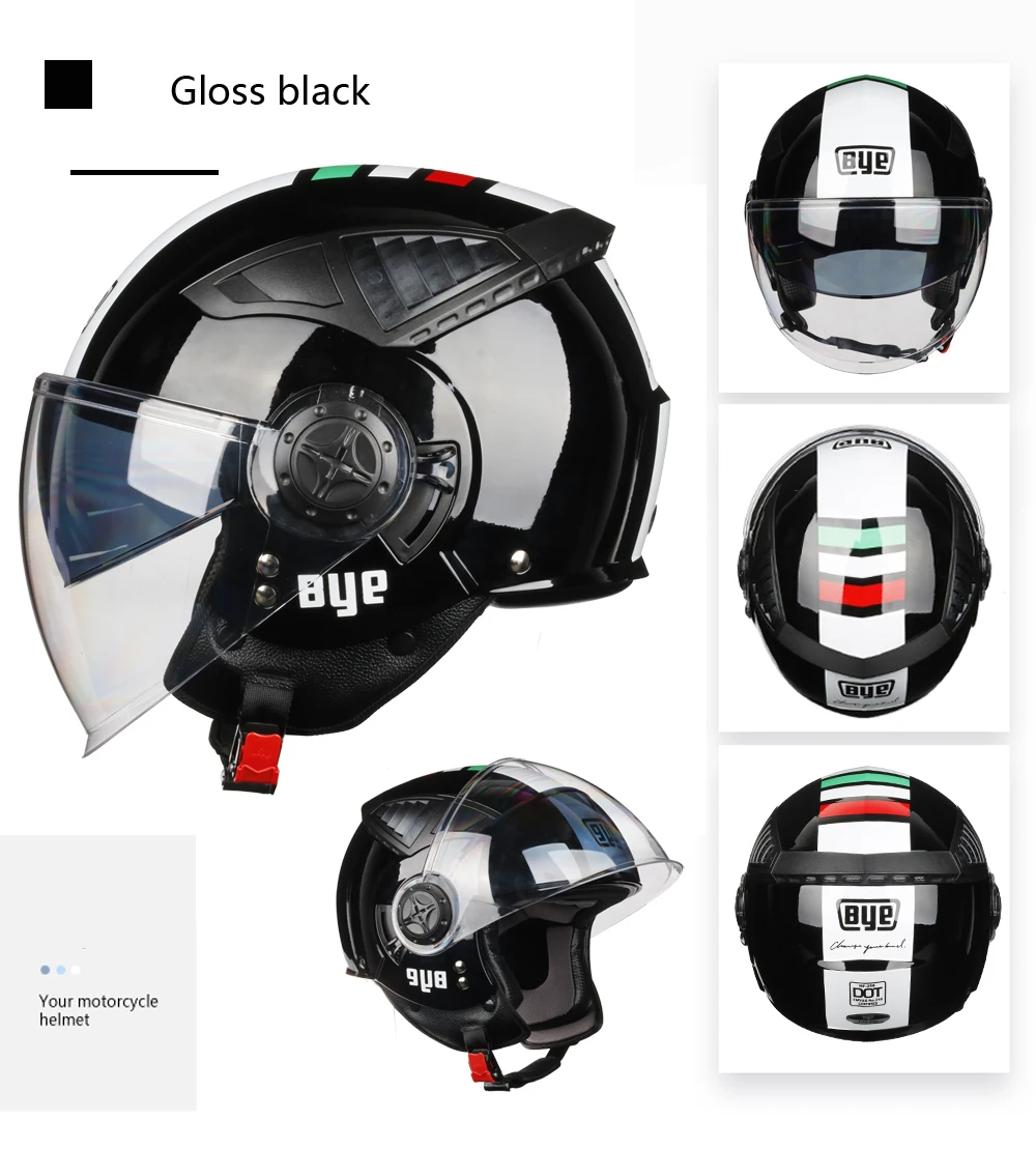 DOT New BYE 256 Motorcycle Retro 3/4 Helmet, Summer Cool Double Lens Racing CE
DOT New BYE 256 Motorcycle Retro 3/4 Helmet, Summer Cool Double Lens Racing CE