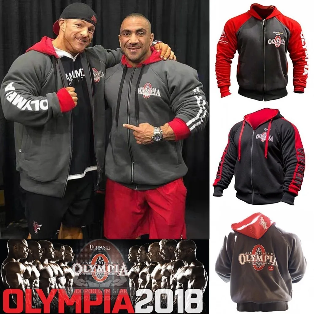 

2019 OLYMPIA Mens zipper Hoodies Fashion Casual male gyms fitness Bodybuilding cotton Sweatshirt sportswear Brand top coat