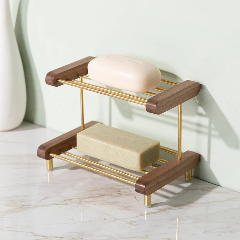 Bathroom Soap Organizer Wooden Brass Soap Storage Holder Shelf Container Double Layer Drain Rack Home Hotel Shower Room Soap Box
Bathroom Soap Organizer Wooden Brass Soap Storage Holder Shelf Container Double Layer Drain Rack Home Hotel Shower Room Soap Box