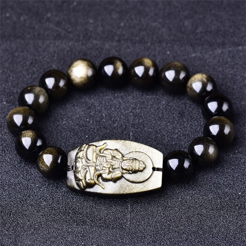 Natural Obsidian Gold Bracelets For Women 8-16mm Patron Saint Round Beads Bracelet Men Lucky Jewelry New Charms pulsera hombre
Natural Obsidian Gold Bracelets For Women 8-16mm Patron Saint Round Beads Bracelet Men Lucky Jewelry New Charms pulsera hombre