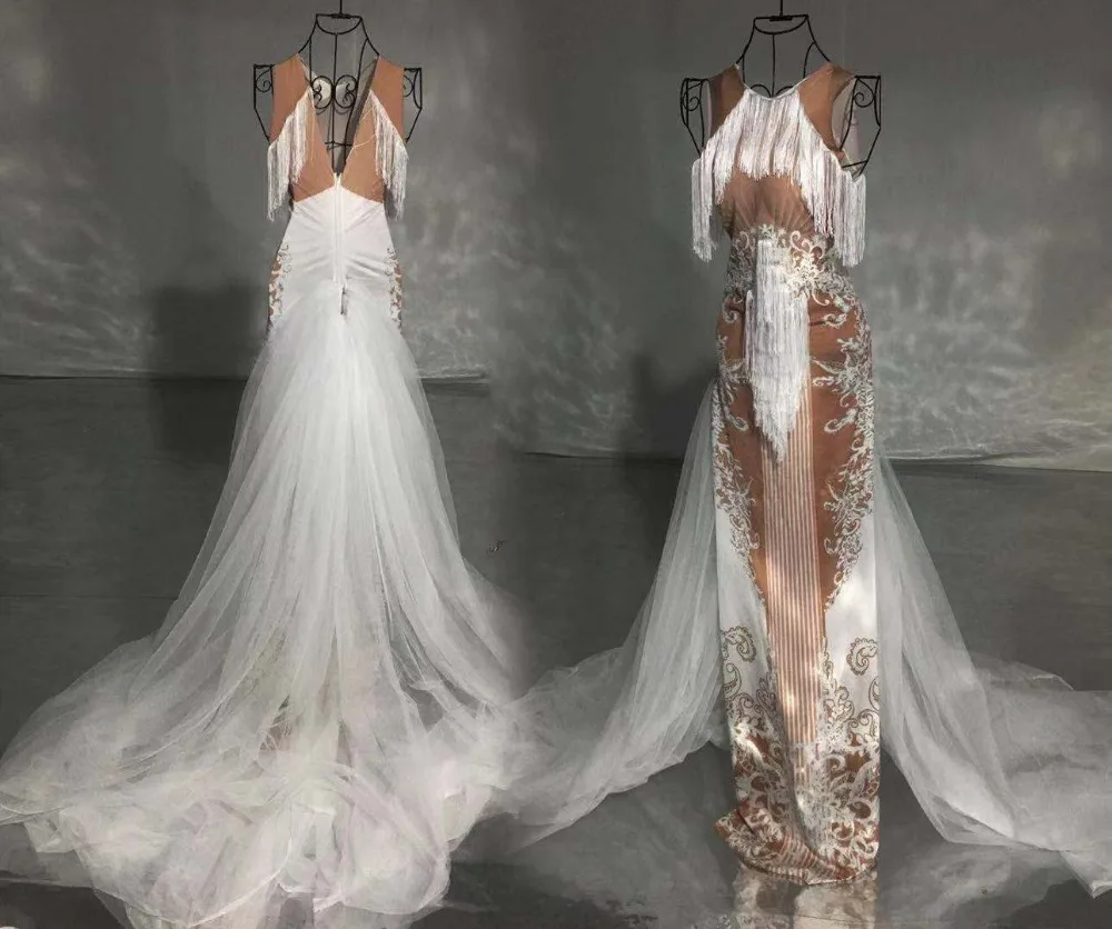 Fashion New Design Nude White Dress Tail Dance Costume Celebrate Performance Stretch Dress Wear Bar Prom Singer Long Train
Fashion New Design Nude White Dress Tail Dance Costume Celebrate Performance Stretch Dress Wear Bar Prom Singer Long Train
