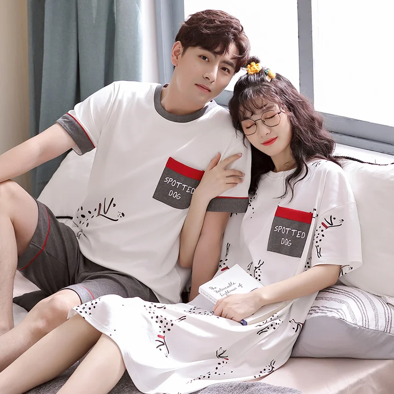 Couple Pajama Set Summer 100% Cotton Sleepwear Men Suit Women Nightgown Cute Cartoon Pyjamas
Couple Pajama Set Summer 100% Cotton Sleepwear Men Suit Women Nightgown Cute Cartoon Pyjamas