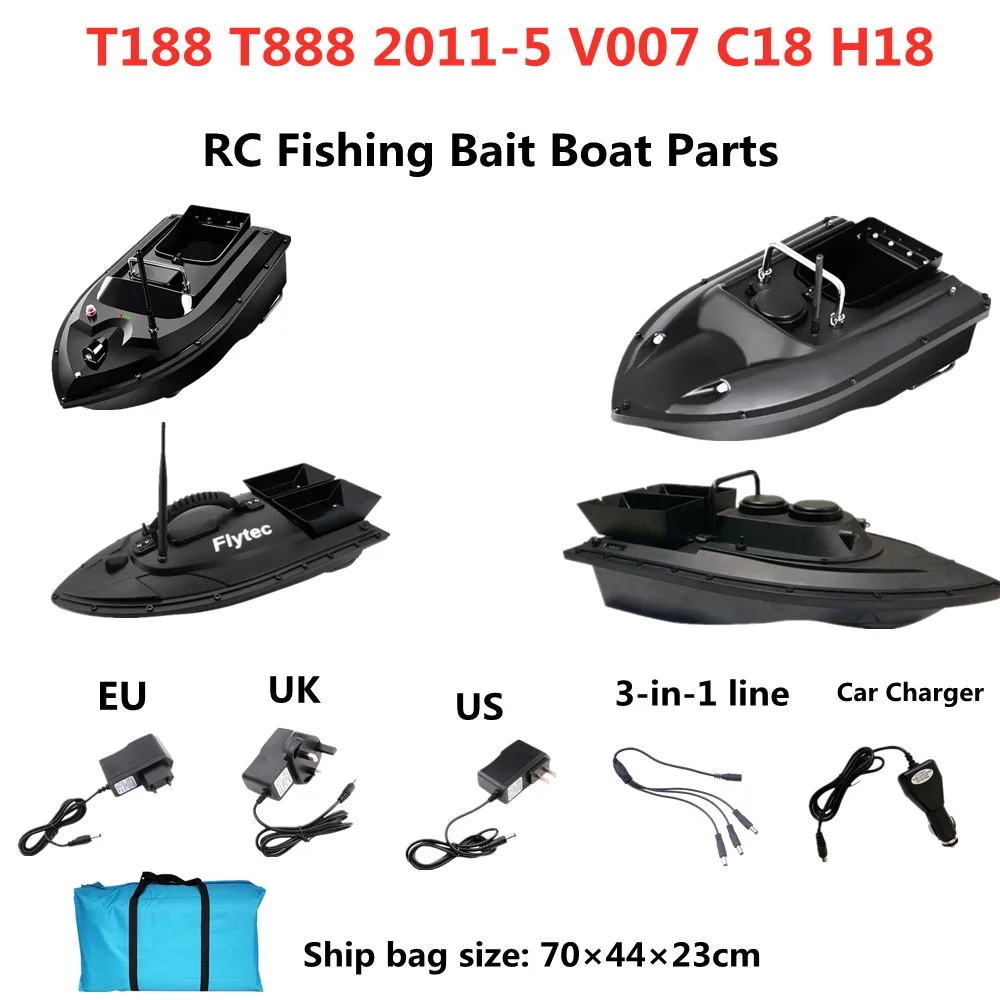 RC Fishing Bait Boat Parts 3-in-1 Line/ Car Charger/ Ship Bag /Plug For T188 T888 2011-5 V007 C18 H18 DC Interface 5.5*2.5mm
RC Fishing Bait Boat Parts 3-in-1 Line/ Car Charger/ Ship Bag /Plug For T188 T888 2011-5 V007 C18 H18 DC Interface 5.5*2.5mm