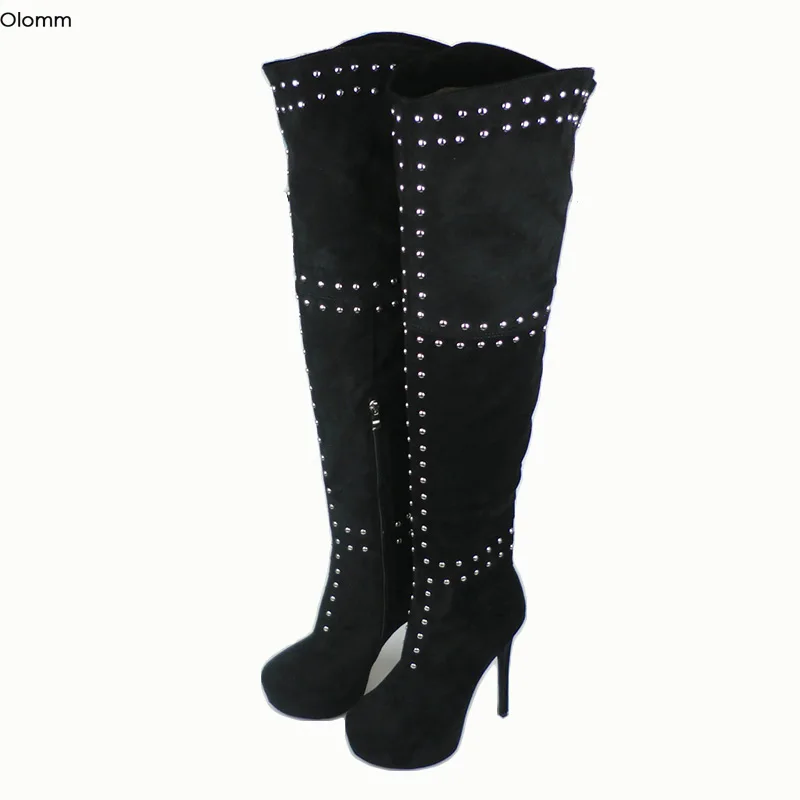 Olomm Women Platform Over The Knee Boots Sexy Stud Thin Heels Boots Round Toe Black Blue Wine Red Party Shoes Women US Size 5-15
Olomm Women Platform Over The Knee Boots Sexy Stud Thin Heels Boots Round Toe Black Blue Wine Red Party Shoes Women US Size 5-15