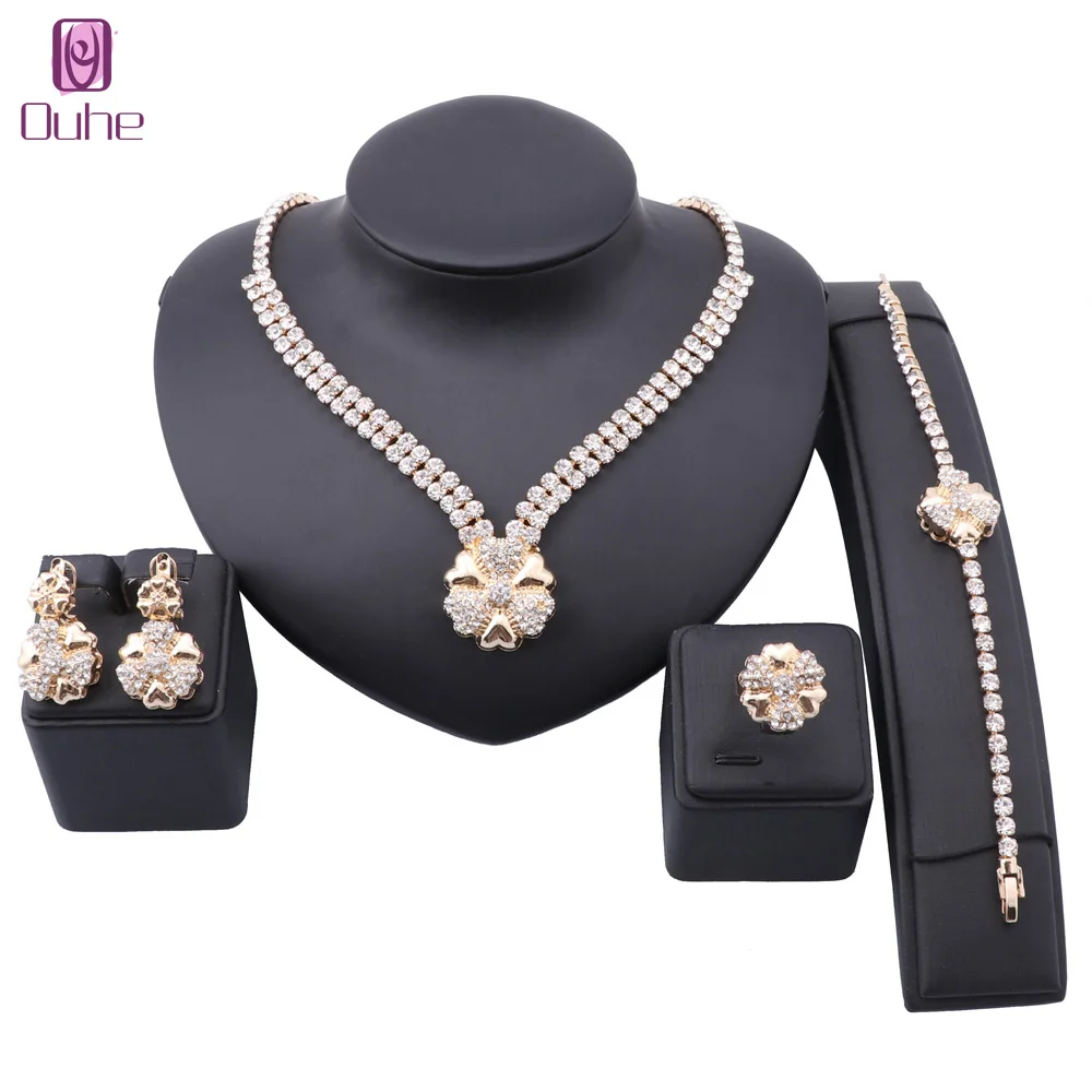 Women Gold Color Rhinestone Crystal Bridal Wedding Necklace Earrings Bracelet Ring Dress Accessories Bridesmaid Jewelry Sets
Women Gold Color Rhinestone Crystal Bridal Wedding Necklace Earrings Bracelet Ring Dress Accessories Bridesmaid Jewelry Sets