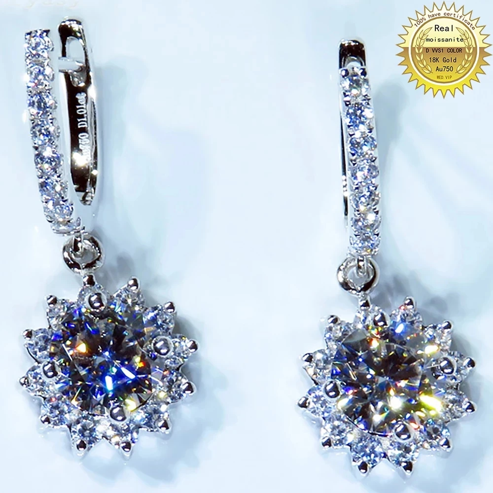 10K Au417 White Gold Earrings Earrings DVVS Moissanite Diamonds Sunflower Round Trendy Wedding Engagement Earrings
10K Au417 White Gold Earrings Earrings DVVS Moissanite Diamonds Sunflower Round Trendy Wedding Engagement Earrings